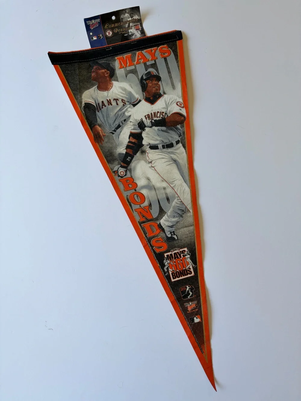 Vtg 2004 Wincraft Barry Bonds Willie Mays 660 HRs San Francisco Giants Pennant